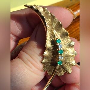 14k Vintage Diamond and Emerald Pin